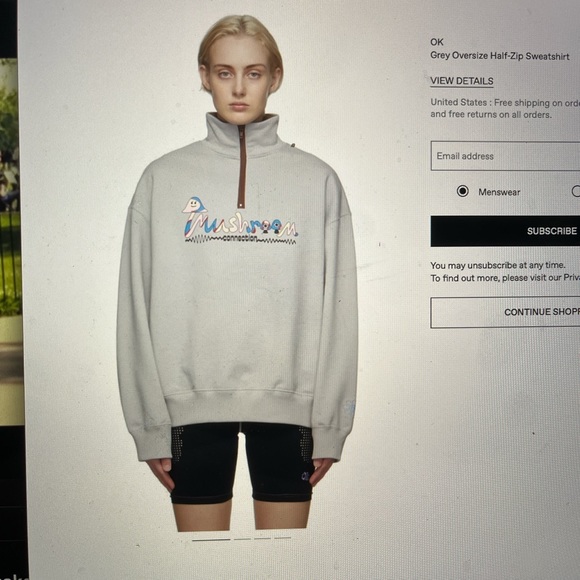 Grey oversized zip sweatershirt Mushroom connection - Picture 5 of 5